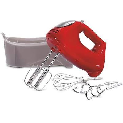 Hamilton Beach 6-Speed Electric Hand Mixer With QuickBurst and Bowl Rest | 275 Watt Motor | Traditional Beaters | Whisk | Dough Hooks | Snap-On Storage Case | Red | 62633G