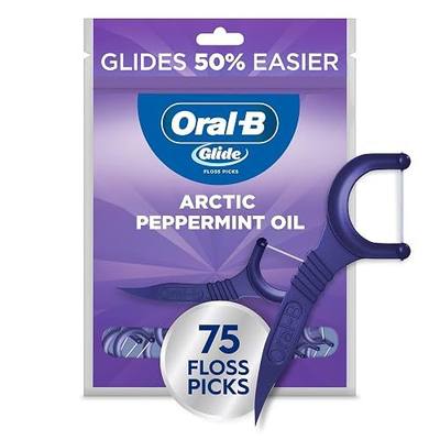 Oral-B Glide Peppermint Dental Floss Picks with Arctic Peppermint Oil Flavor, 75 Picks