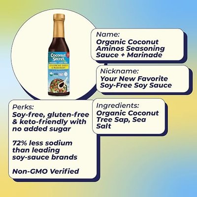 Coconut Secret Coconut Aminos - 128 fl oz - Low Sodium Soy Sauce Alternative, Low-Glycemic - Organic, Vegan, Non-GMO, Gluten-Free, Kosher - Keto, Paleo, Whole 30 - 768 Servings