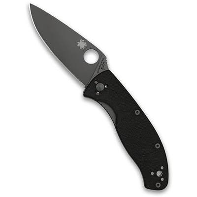 Spyderco Tenacious Folding Pocket Knife, PlainEdge | 7.77" Overall Length, Black Oxide 3.3" 8Cr13MoV Steel Blade, G-10 Handle, LinerLock, Full-Flat Grind