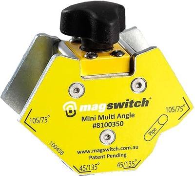Magswitch Mini Multi Angle Tool, On/Off Switchable Welding Magnet, 76 Pounds of Hold Force on Flat or Round Pieces of Steel at any Angle, For Pipe or Flat Steel, 8100350