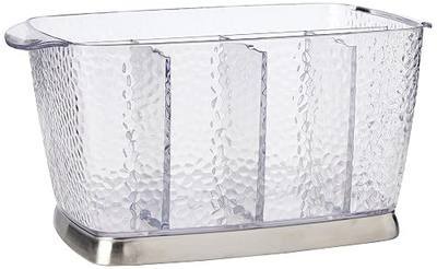 iDesign Rain Plastic Silverware Caddy Organizer Flatware Holder for Kitchen Countertop Storage, Dining Table, Outdoor Patio, Picnic Tables, Clear | Flatware Holder, Kitchen Countertop Storage, Dining, Outdoor Patio, Picnic Tables