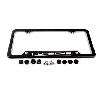 Porsche Genuine OEM Stainless Steel Nameplate License Frame - Matte Black Finish