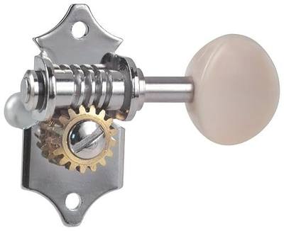 Golden Gate F-2215 Vintage Acoustic Guitar Tuners – Nickel 3+3 Individual Set – 16:1 Open Gear Machine Heads, Classic White Buttons, Durable Nickel Finish