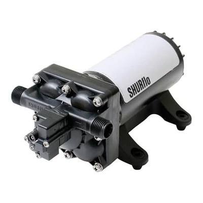 SHURFLO 4048-153-E75 High Flow RV Fresh Water Pump, 12V Demand Diaphragm Pump, 4.0 GPM, 55 PSI, Self Priming, Run Dry Capability, Thermal Protection, Includes Strainer and Hose Fittings | Self-priming to 6 vertical ft, built-in check valve prevents backflow, includes strainer and hose fittings, 10 a