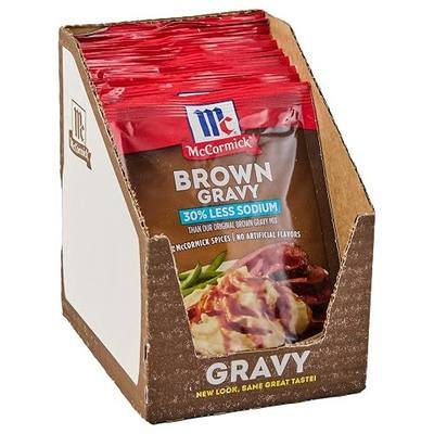 McCormick 30% Less Sodium Brown Gravy Mix, 0.87 oz (Pack of 12)