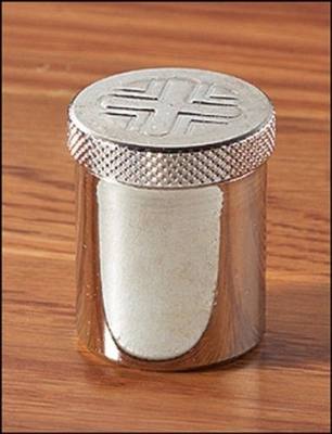 Single Oil Stock | Stainless steel single oil stock from Christian Brands with 1-3/8 in height for carrying holy or chrism oil.