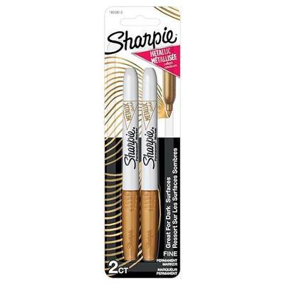 Sharpie Metallic Permanent Markers, Fine Point, Gold, 2 Count