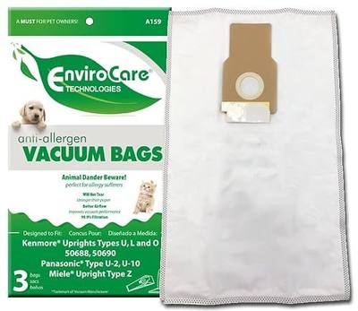 EnviroCare Replacement Allergen Filtration Vacuum Cleaner Dust Bags designed to fit Kenmore Uprights Type U/L/O, Style 50688 and 50690-3pk.