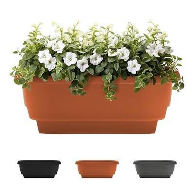 Bloem Deck Balcony Rail Planter: 24" - Terra Cotta | Fits securely on flat railings 3.75" or 5.75" wide, with a large four gallon capacity for plenty of planting.