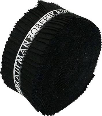 Kona Cotton Solids Black Roll Up 40 2.5-inch Strips Jelly Roll Robert Kaufman Fabrics RU-196-40