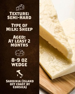 Fortuna's Fiore de Sardegna Pecorino Cheese - 10 Oz | Imported from Italy | Firm Sheep's Milk Cheese | Perfect for Pasta, Soup & Snacks | Great with Crackers & Fruits | Made from Local Sardinian Breed