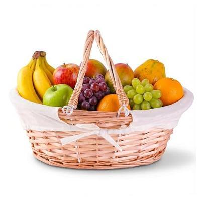 Vintiquewise Natural Wicker Picnic Basket with Handle – Multi-Purpose Willow Basket for Garden and Home Decor – Handcrafted Decorative Wicker Storage Basket for Gifts, Food, or Home Organization