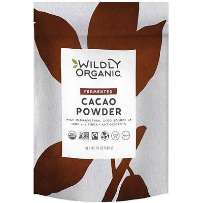 Wildly Organic Fermented Cacao Powder 16 Oz, 1 lb Bag - Organic, Non-Alkalized, Minimally Processed, High in Antioxidants, Raw, Fair Trade, Non-GMO, Kosher, Vegan, Premium Rich Chocolate Flavor - Perfect for Skin, Hair, Smoothies, Yogurt, Oatmeal, Baking, & Hot Cocoa