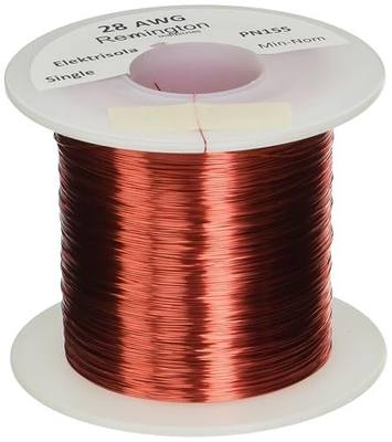 Magnet Wire, Enameled Copper Wire, 28 AWG, 1.0 Lbs, 2027' Length, 0.0135" Diameter, Red