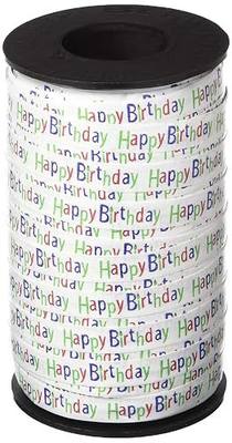 Berwick 3801412 Happy Birthday Printed Curling Ribbon, 3/8-Inch Wide by 250-Yard Spool, Red/Blue/Green