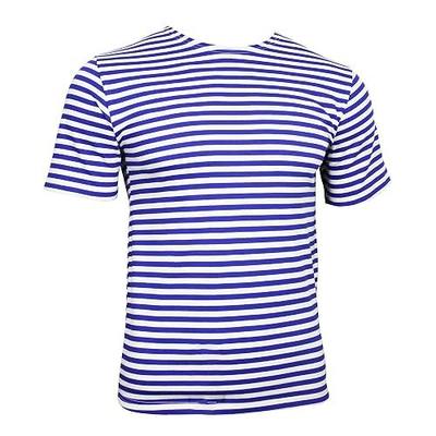 Genuine Russian Paratrooper T-Shirt - Light Blue Striped Short Sleeved Top (44" Chest (XL))