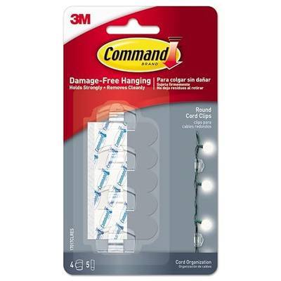 Command Round Cord Clips, Clear, 4-Clips (17017CLRES)