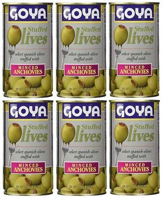 Goya Stuffed Olives Minced Anchovies 5.25 Ounce Pack of 6, Tangy, Cocktails | Tangy and Savory, For Tapas, Salads, Cocktails and Snacking, Mediterranean Staple, Wholesome Everyday Snack, Great Taste