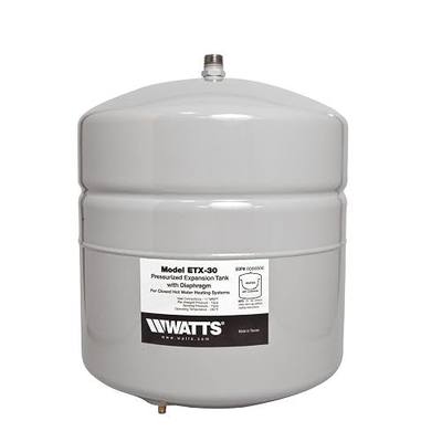 Watts ETX-30 Non-Potable Water Carbon Steel Expansion Tank for Closed Loop Hydronic Heating System Piping, 1/2" MNPT Connection, Tank Volume 4.7 Gallons, Maximum Pressure 75 psi