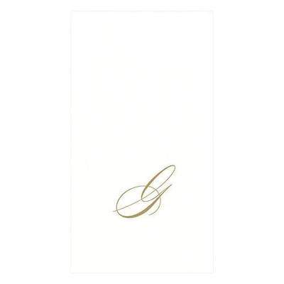 Caspari White Pearl Paper Linen Guest Towels, Monogram Initial G, Pack of 24