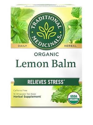 Traditional Medicinals Organic, Lemon Balm - Supports Stress Relief & Digestive Health - Kosher, Non-GMO, Caffeine-Free, Compostable - 16 Tea Bags | Soothes the Digestive Tract & Promotes Respiratory Health, Kosher, Non-GMO, Caffeine-Free