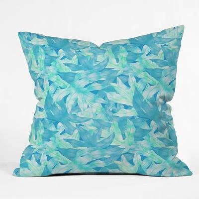 Deny Designs Aimee St Hill Aqua Leaves Throw Pillow, 16" x 16"