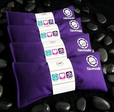 Yoga Eye Pillows - Unscented Eye Pillows - Namaste Hot Cold for Stress, Meditation, Spa, Relaxation Gifts - Made in USA Set of 4 - Purple Cotton