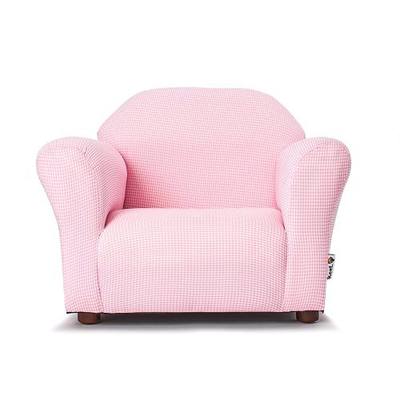 Keet Roundy Gingham Chair for Kids Upholstered Toddler Armchair for Ages 2–5, Sturdy Wooden Frame, Soft Durable Cotton Fabric, Lightweight, Fully Assembled, Ideal for Playrooms, Nurseries & Bedrooms.