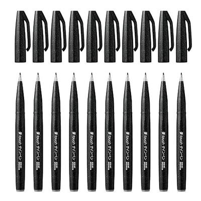 Pentel Brush Sign Pen, 2.0mm tip, Black Ink, 1 Pack of 10 pens