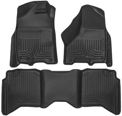 Husky Liners Weatherbeater Floor Mats | Fits 2009 - 2024 Ram 1500 (19-24 CLASSIC BODY ONLY) CREW CAB; 2010-2018 Ram 2500/3500 w/Auto Trans. | Front & 2nd Row, 3-pc Black - 99001