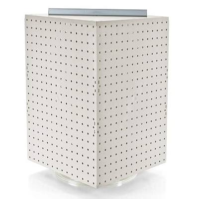 Azar Displays 701414-WHT Rotating Display Stand - 4-Sided Display Racks for Craft Shows - Peg Display Carousel (14” W x 14” D x 20” H) - Easy Assemble Revolving Display for Retail - Pegboard Organizer (White)