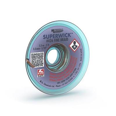 MG Chemicals 426 Desoldering Braid #4 Fine Braid Super Wick with RMA Flux, 5' Length x 0.1" Width, Blue