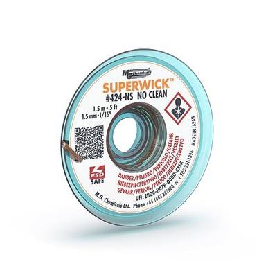 MG Chemicals - 424-NS #2 No Clean Super Wick Desoldering Braid, 0.05" Width x 5' Length
