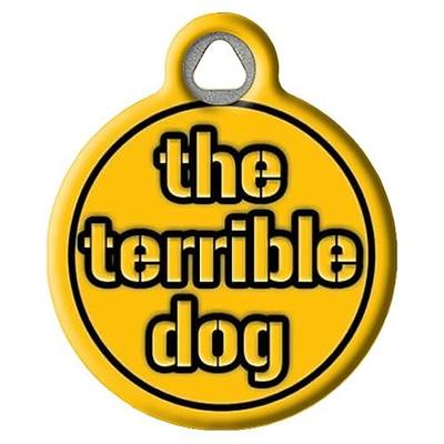 The Terrible Dog Sports Themed Pet ID Tag for Dogs, Silent Polymer Coated Stainless Steel Nametag with Customized Identification Information - Large 1.25" Diameter