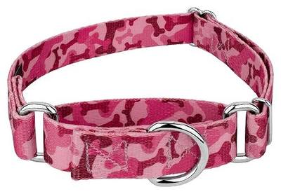 Country Brook Petz - Pink Bone Camo Martingale Dog Collar - Camouflage Collection Featuring Rugged Designs (1 Inch, Medium)