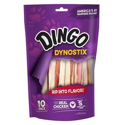 Dingo DynostixR awhide Treats For Small Dogs, Real Chicken, 10 Ct | Long-Lasting Rawhide With Real Chicken, Provides Protein, Natural Chewing Action Promotes Clean Teeth, For Adult Dogs