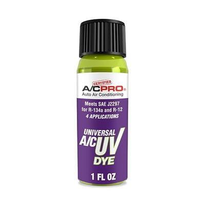 A/C Pro Certified A/C Pro Car Air Conditioner Leak Detector Dye, Detection UV Dye Detects Leaks in R-12 and R-134A Condition Systems, 1 Oz