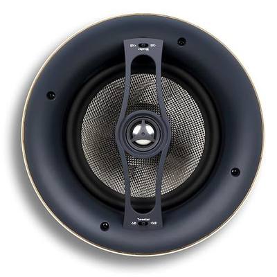 Micca R-8C Reference 8-Inch 2-Way in-Ceiling Speaker, Round, Each, White | 9.5-Inch Cutout, Home Theater, 8" Carbon-Glass Woofer and 1" Aimable Aluminum-Dome Tweeter, Tone Controls, Low Profile Grille