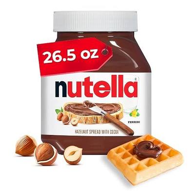 Nutella Hazelnut Spread with Cocoa, Creamy Hazelnut Spread, Breakfast Favorite, 26.5 oz Jar