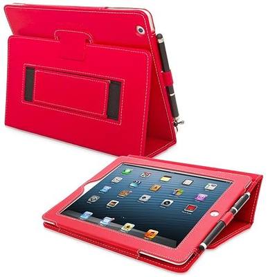 Snugg iPad 3 & 4 Case - Smart Cover with Flip Stand (Red Leather) for Apple iPad 3 and 4