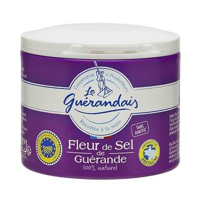 Le Guerandais - Fleur de sel de Guerande - Duo Pack (2 x 4.4 oz) - 100% Natural & Unrefined Guerande Sea Salt - Hand-Harvested - Supports Hydration & Electrolyte Balance - French Flower of Salt