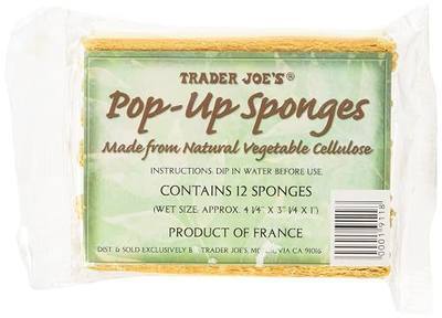 Trader Joe's Pop up Sponges Made From Natural Vegetable Cellulose 12 Sponges, 1 Pack