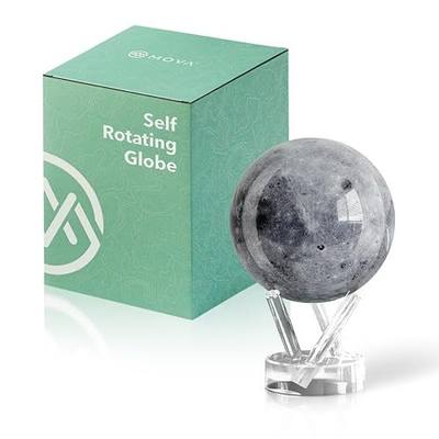 MOVA Self Rotating Globe, Moon Classic (4.5") | solar powered globe, no batteries or cords, gift for astronomy lovers, premium kinetic display, space desk decor