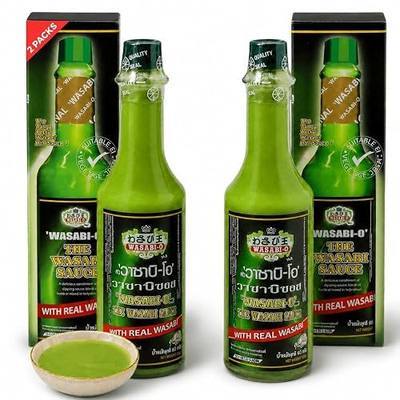 Wasabi-O Hot & Spicy Wasabi Sauce - Real Japanese Sauce - Vegan, Gluten-Free & Organic Wasabi - Mild Heat for Sushi, Seafood, Steak, Dipping 2 X 2.2 OZ