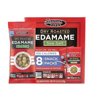 Seapoint Farms Dry Roasted Edamame, Sea Salt, Vegan, Gluten-Free, Kosher, and Non-GMO, Crunchy Snack for Healthy Snacking, 100 Calorie Snack Pack (12 Boxes)
