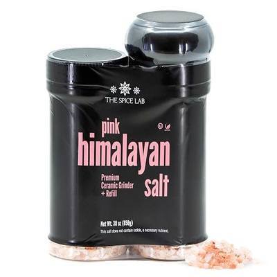 The Spice Lab Pink Himalayan Salt, Coarse XL Grinder with Refill, 30 oz | Nutrient and Mineral Dense Pure Crystal - Refillable XL Salt Grinder - Unrefined Gourmet Salt - Kosher, Natural Certified