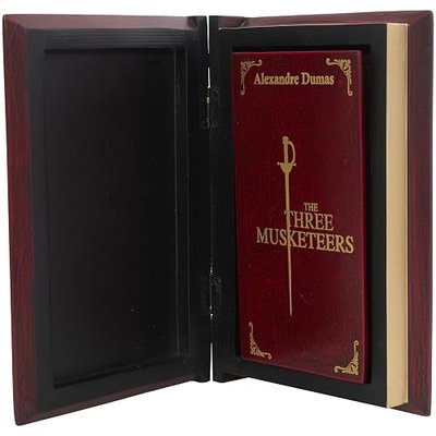Deco 79 Wooden Decorative Box "The Three Musketeers" Storage Faux Book Decorative Keepsake Boxes, Set of 2 Storage Boxes 11", 9"W, Red