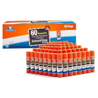 Elmer's Disappearing Purple School Glue Sticks, Washable, 7 Grams, 60 Count - Back to School Supplies, Classroom Pack, #1 Teacher Brand