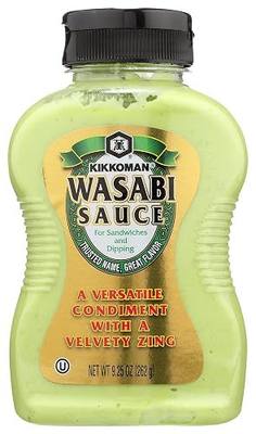 Kikkoman – Wasabi Sauce Great for Sandwiches & Dipping - All-Purpose Seasoning Spiciness Dishes Sushi, Sashimi – Sealed Packed Bottle - 9.25 oz (Pack of 1), Green